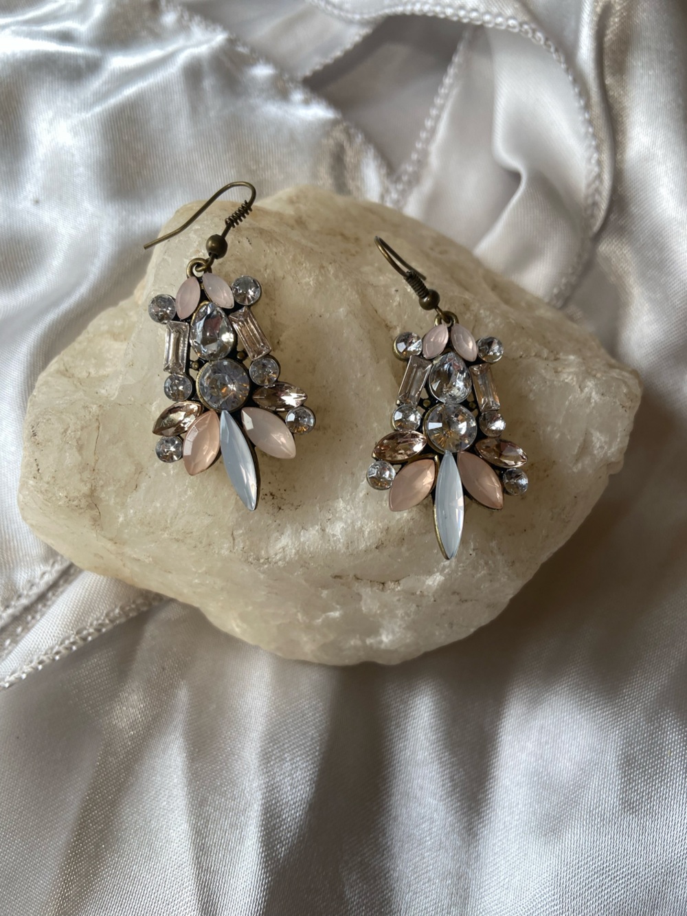 Crystal and Blush Marquise Drop Earrings - Women Jewelry